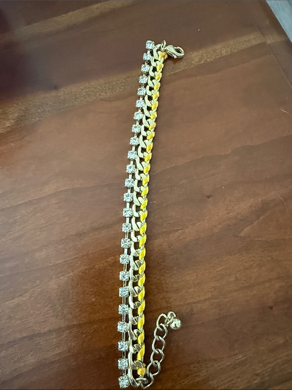Yellow and Gold Braided Chain Bracelet